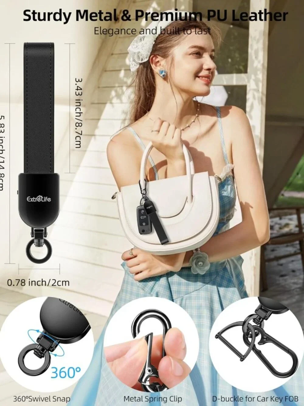 Leather Keychain with GPS Tracker, Compatible with Apple Find My - Smart Locator
